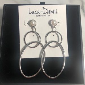 Luca + Danni silver and pearl earrings. 3 inches.